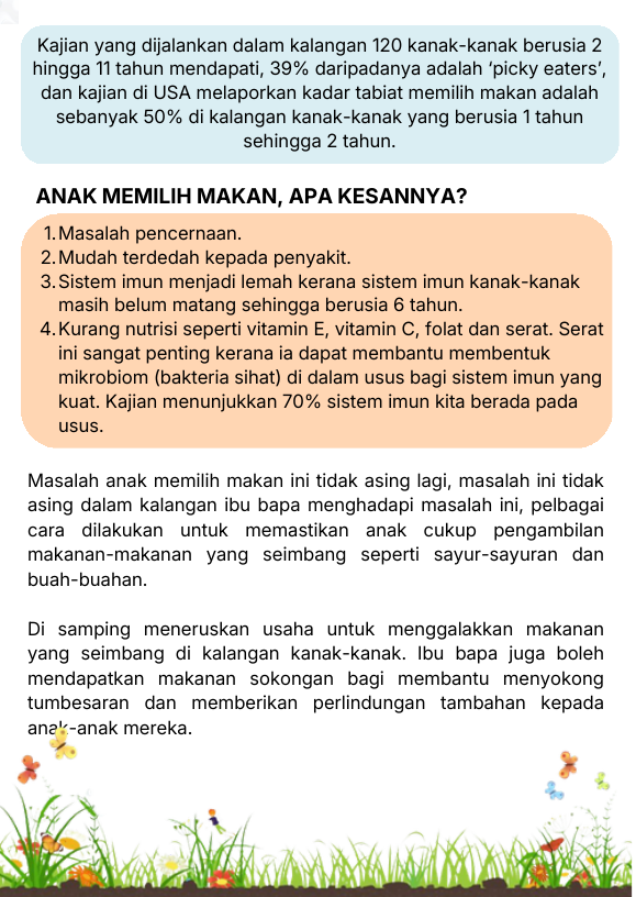 Kesan anak memilih makan