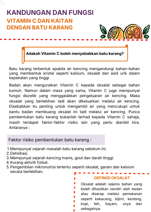 Vitamin C dan kaitan batu karang