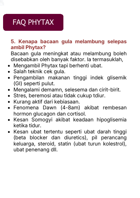 FAQ 5: Kenapa Bacaan Gula Melambung Selepas Ambil Phytax?